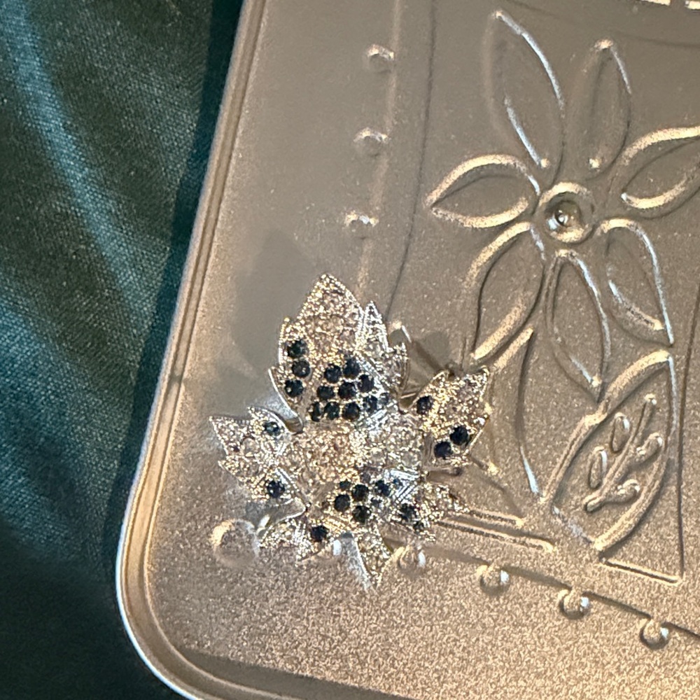 Elegant Silver and Blue Floral Brooch